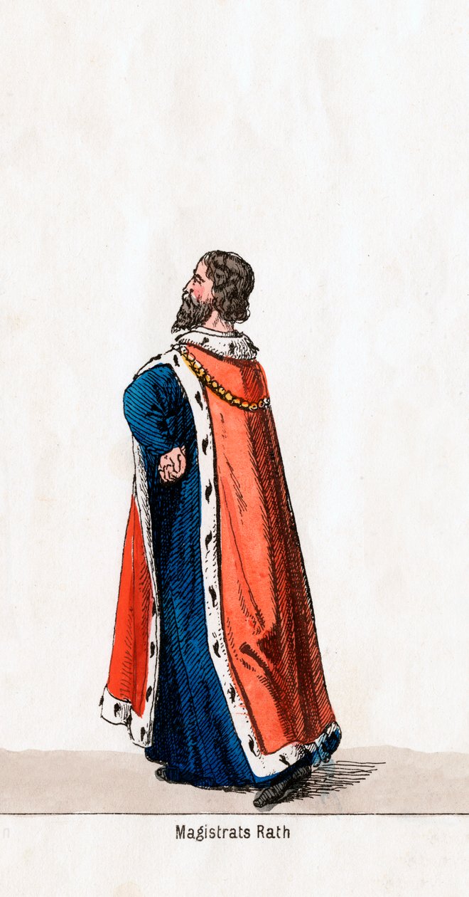 Magistrat, projekt kostiumów do sztuki Szekspira Henryk VIII, XIX w. autorstwa Unbekannt