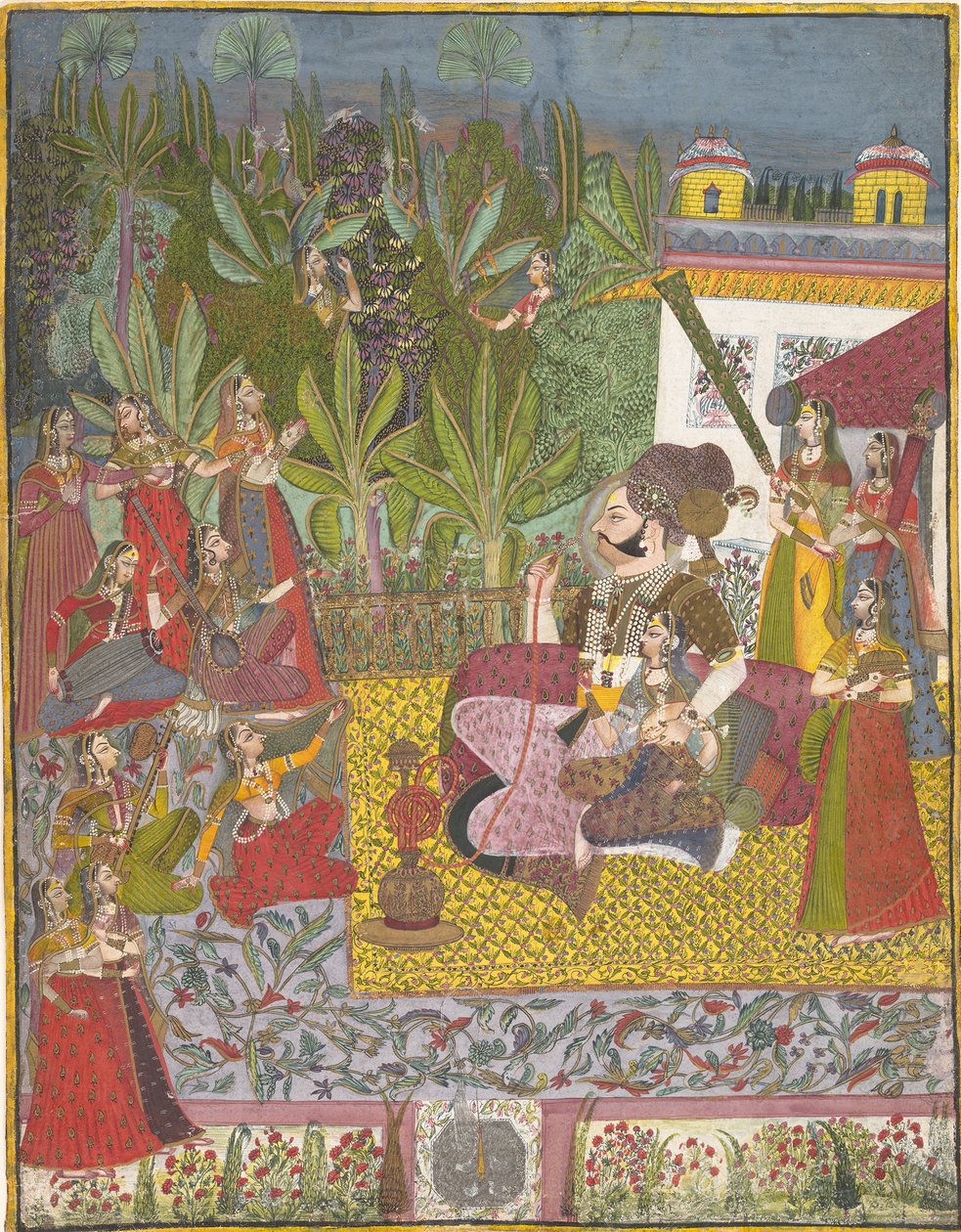 Maharaja Bijay Singh w swoim haremie, Ca. 1770. autorstwa Unbekannt
