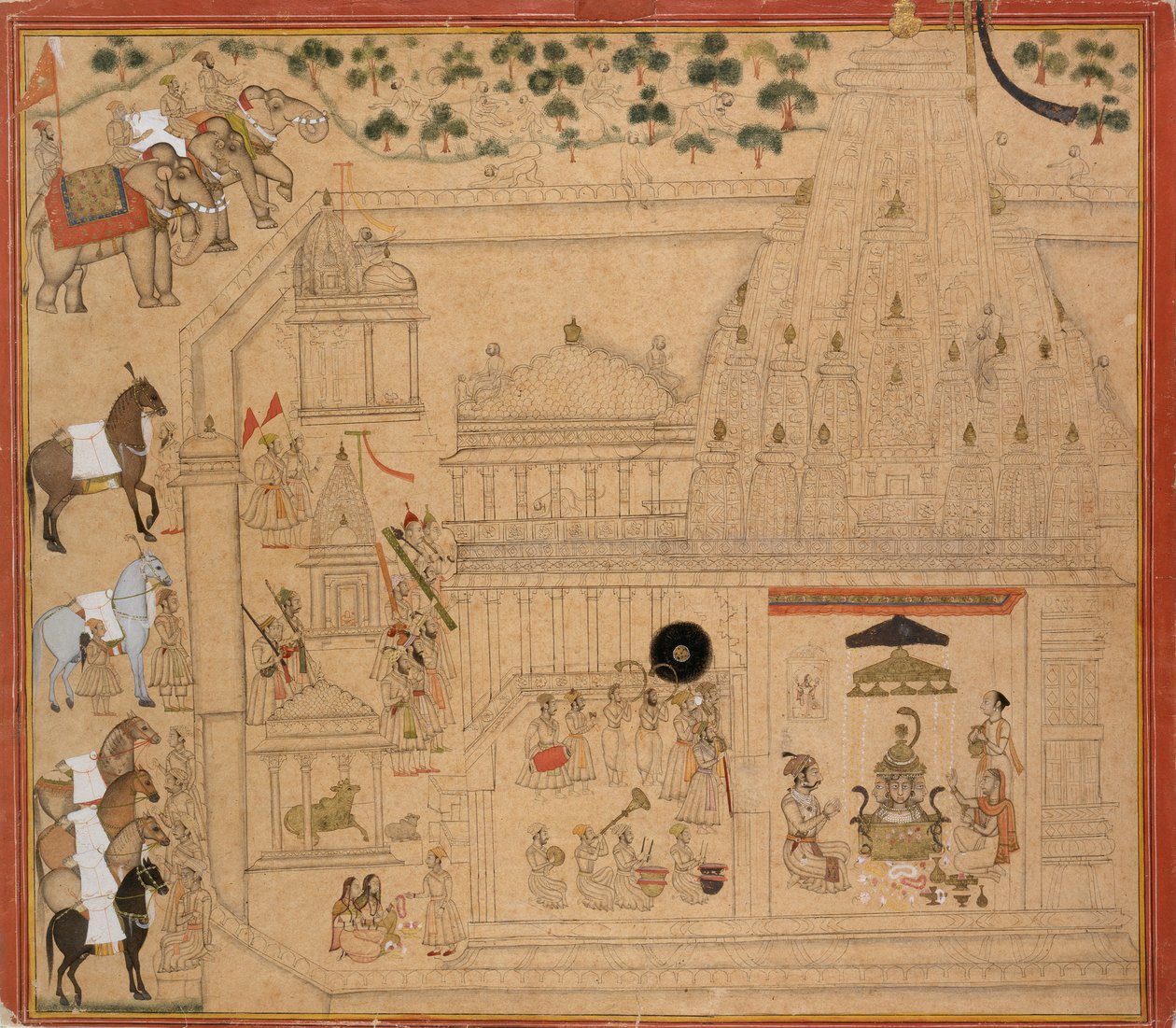 Maharana Amar Singh z Mewar w świątyni Eklingji, c1705 autorstwa Unbekannt