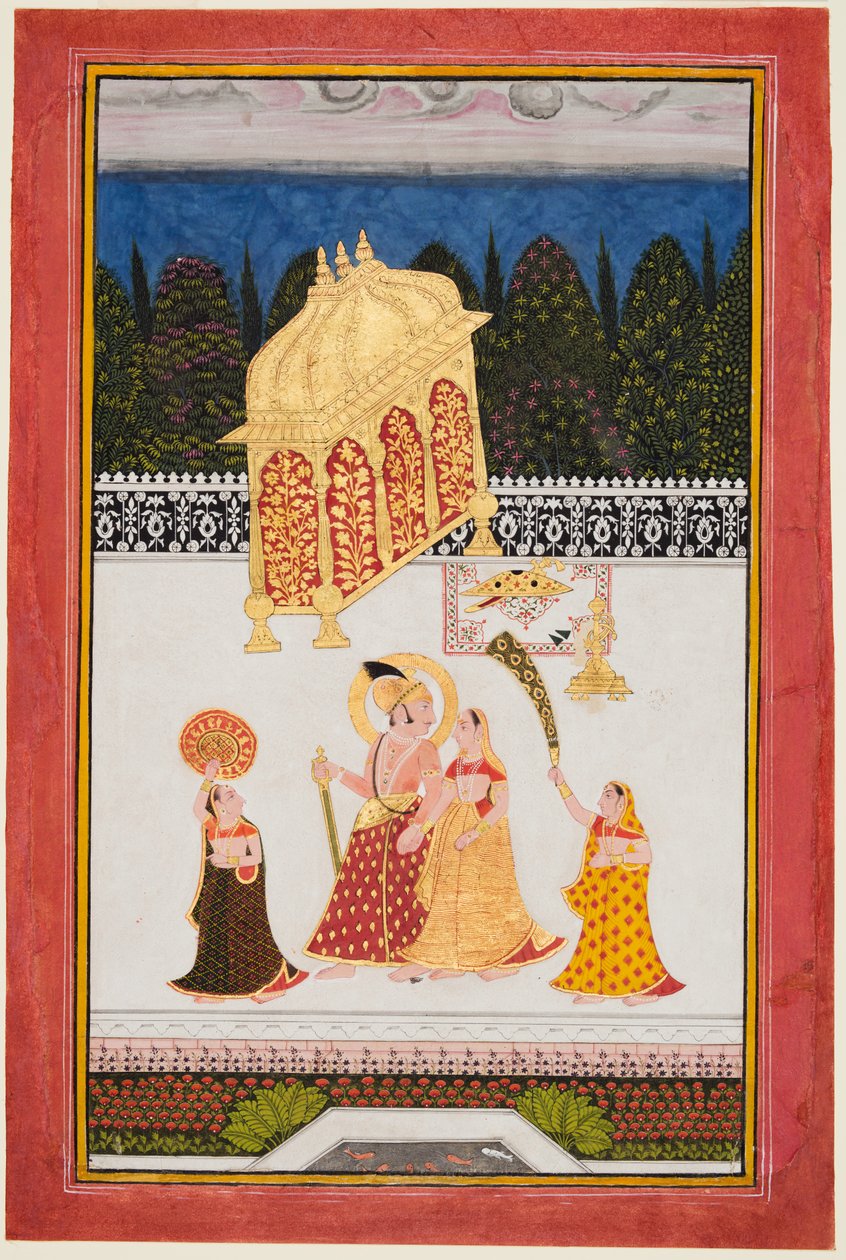 Maharana Ari Singh ok. 1761-73 i jego małżonka na tarasie, ok. 1761-73. 1761. autorstwa Unbekannt
