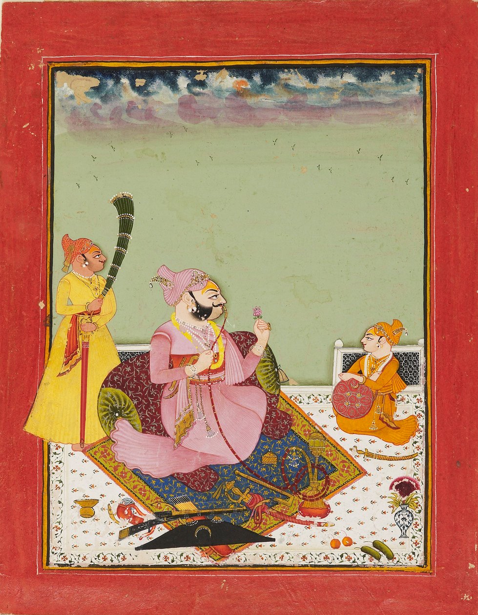 Maharao Ajit Singh na tarasie z synem i opiekunem, ok. 1770 autorstwa Unbekannt