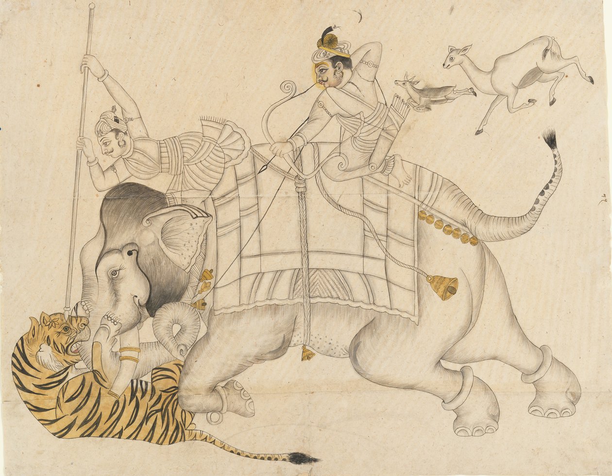 Mahrao Shatru Salli 1866-89 Polowanie na tygrysa, ca. 1866-89. autorstwa Unbekannt