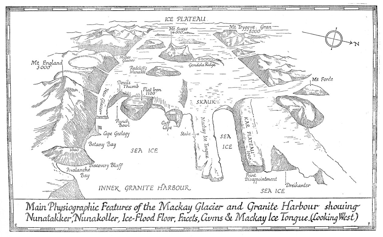 Główne cechy fizjograficzne lodowca Mackay i portu granitowego, 1913 autorstwa Unbekannt