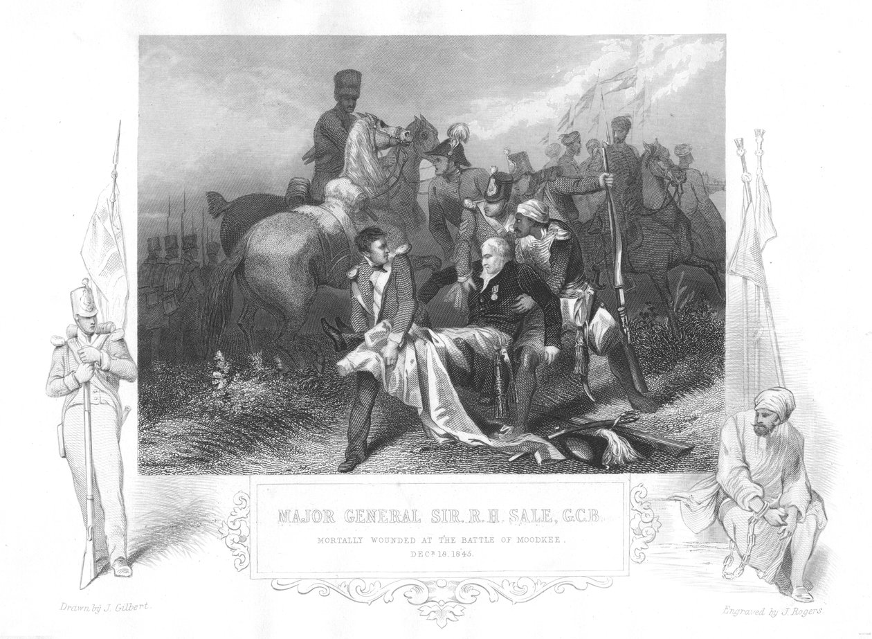 Generał major Robert Henry Sale śmiertelnie ranny w Moodkee Mudkhi, 1845. autorstwa Unbekannt