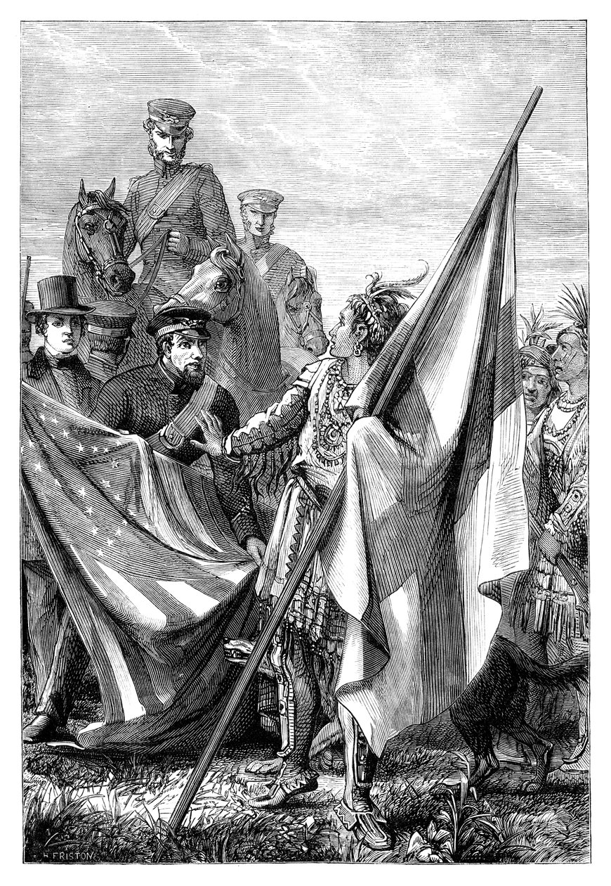 Major Sprague i Indianie, c1895 autorstwa Unbekannt