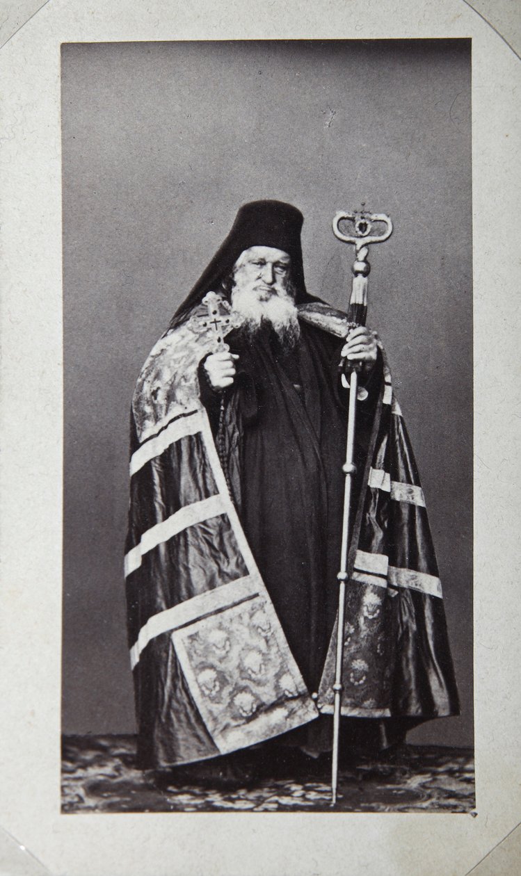 Makarios, arcybiskup klasztoru św Pantelejmona na Górze Athos, Grecja, lata 70. XIX wieku autorstwa Unbekannt