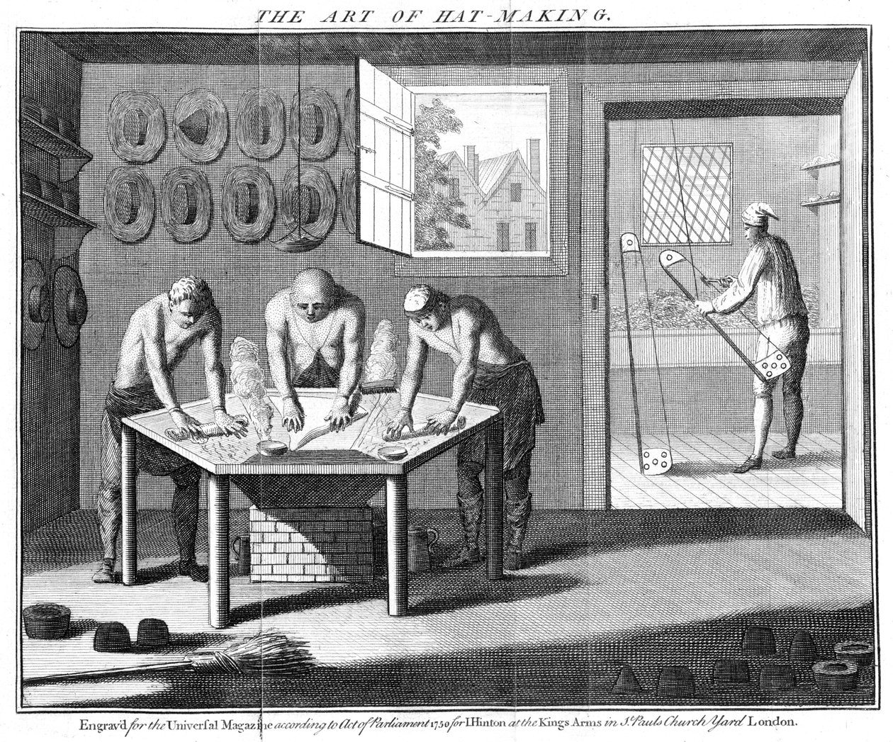 Robienie czapek bobrowych, 1750 autorstwa Unbekannt