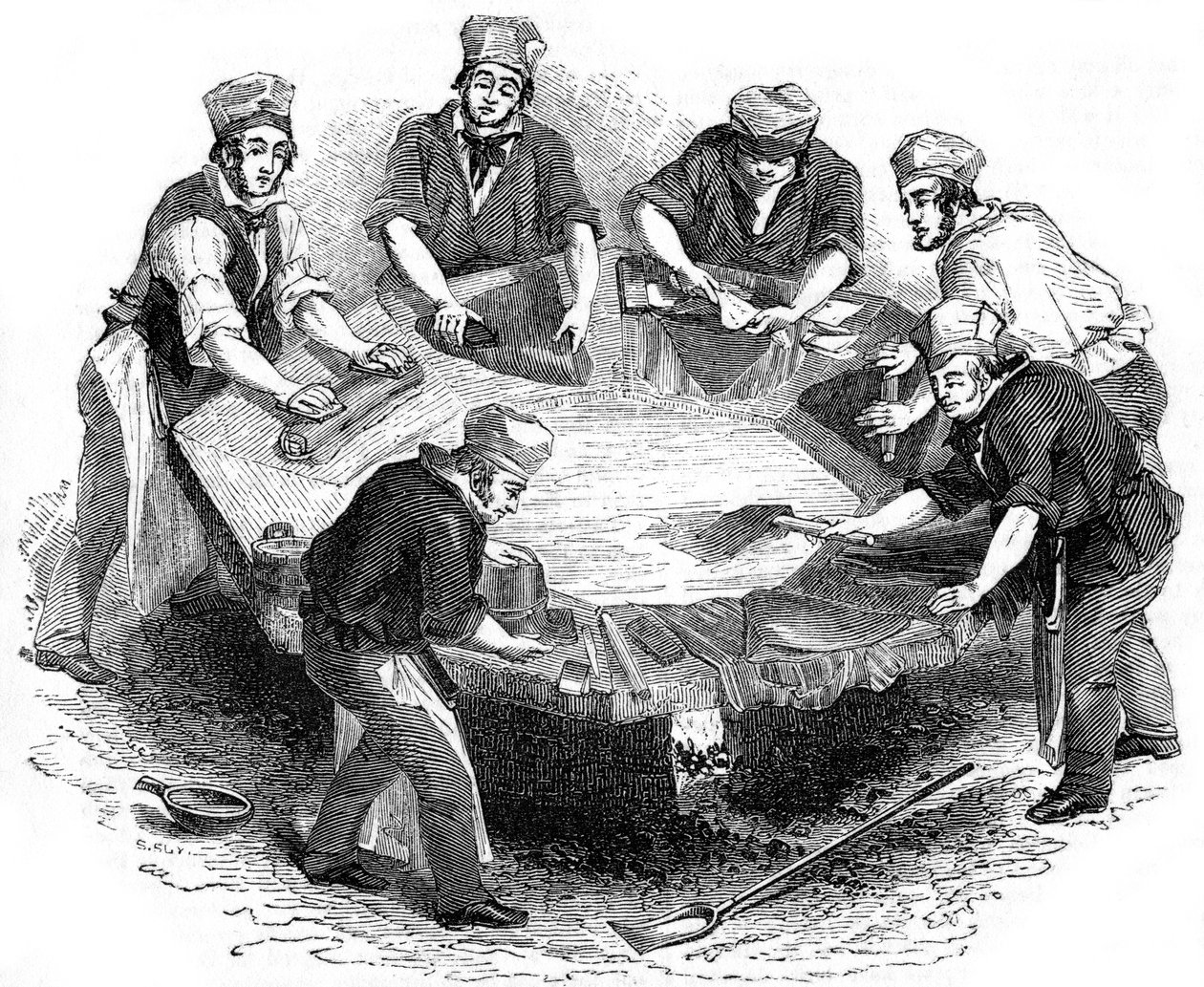 Robienie czapek bobrowych, 1841 autorstwa Unbekannt
