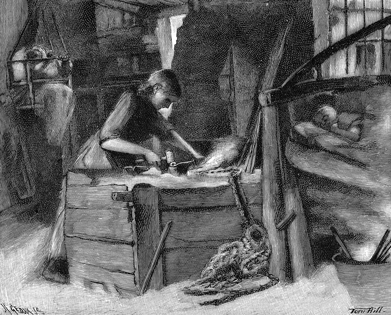 Produkcja łańcuchów w okręgu Cradley Heath w Black Country w angielskich Midlands, 1890 autorstwa Unbekannt