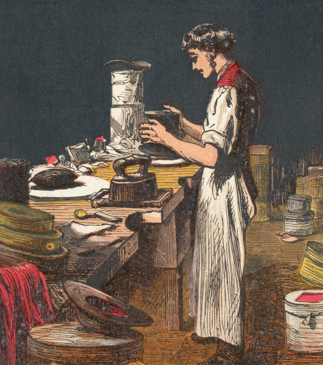 Robienie jedwabnych czapek, 1867 autorstwa Unbekannt