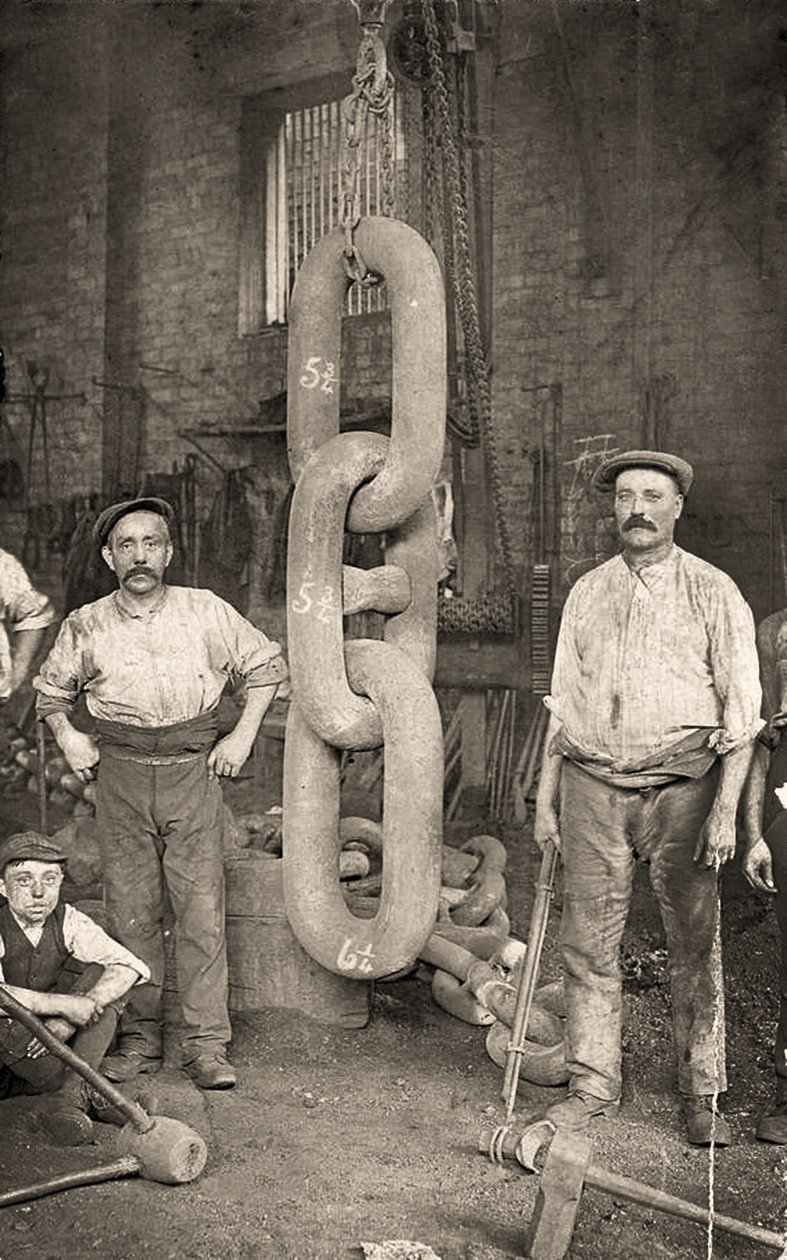 Wykonanie łańcucha kotwicy Titanica w Hingley & Sons, c.1909 (zdjęcie) autorstwa Unbekannt