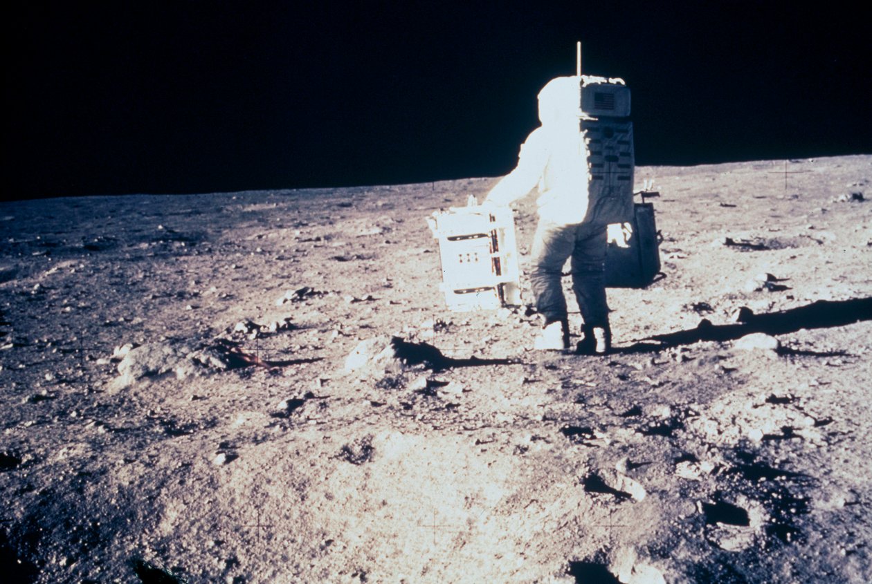 Załogowy lot kosmiczny, USA, Apollo 11 Apollo 11 astronauta Edwin ÔBuzzÕ Aldrin, na Księżycu autorstwa Unbekannt