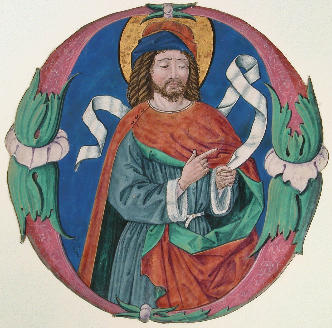 Iluminacja rękopisowa z figurą świętego w inicjale O, wł., ca. 1480. autorstwa Unbekannt