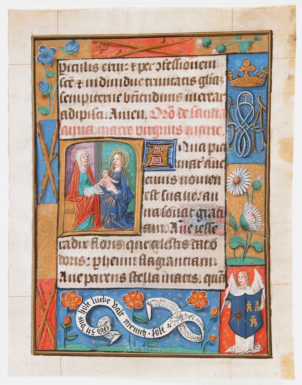 Kartka rękopisu z Księgi Godzin, ca. 1500. autorstwa Unbekannt