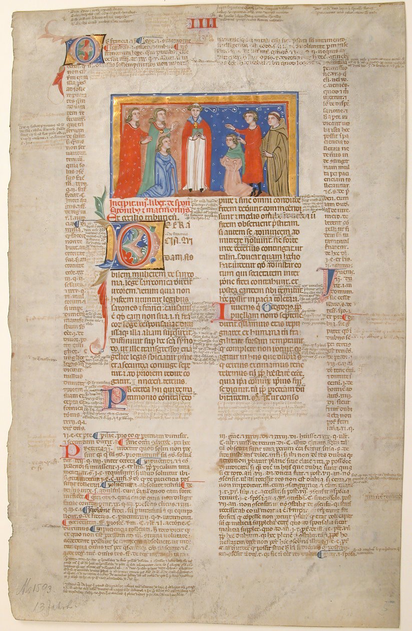 Karta rękopisu ze sceną ślubu, z Dekretów Grzegorza IX, wł., ca. 1300. autorstwa Unbekannt