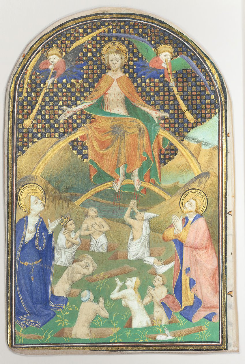 Kartka rękopisu z Sądem Ostatecznym, z Księgi Godzin, ca. 1400. autorstwa Unbekannt