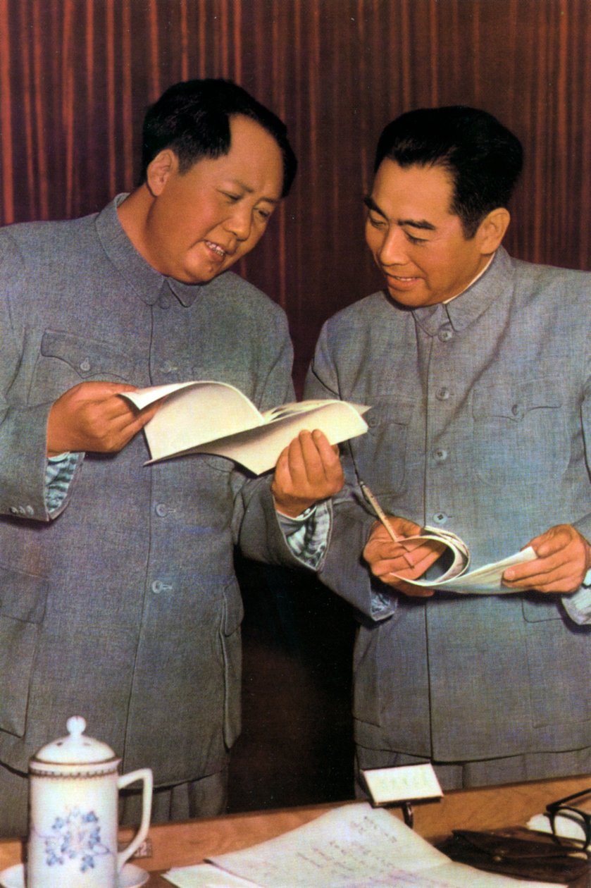 Mao Zedong i Zhou Enlai, chińscy przywódcy komunistyczni, ok. 1950 autorstwa Unbekannt