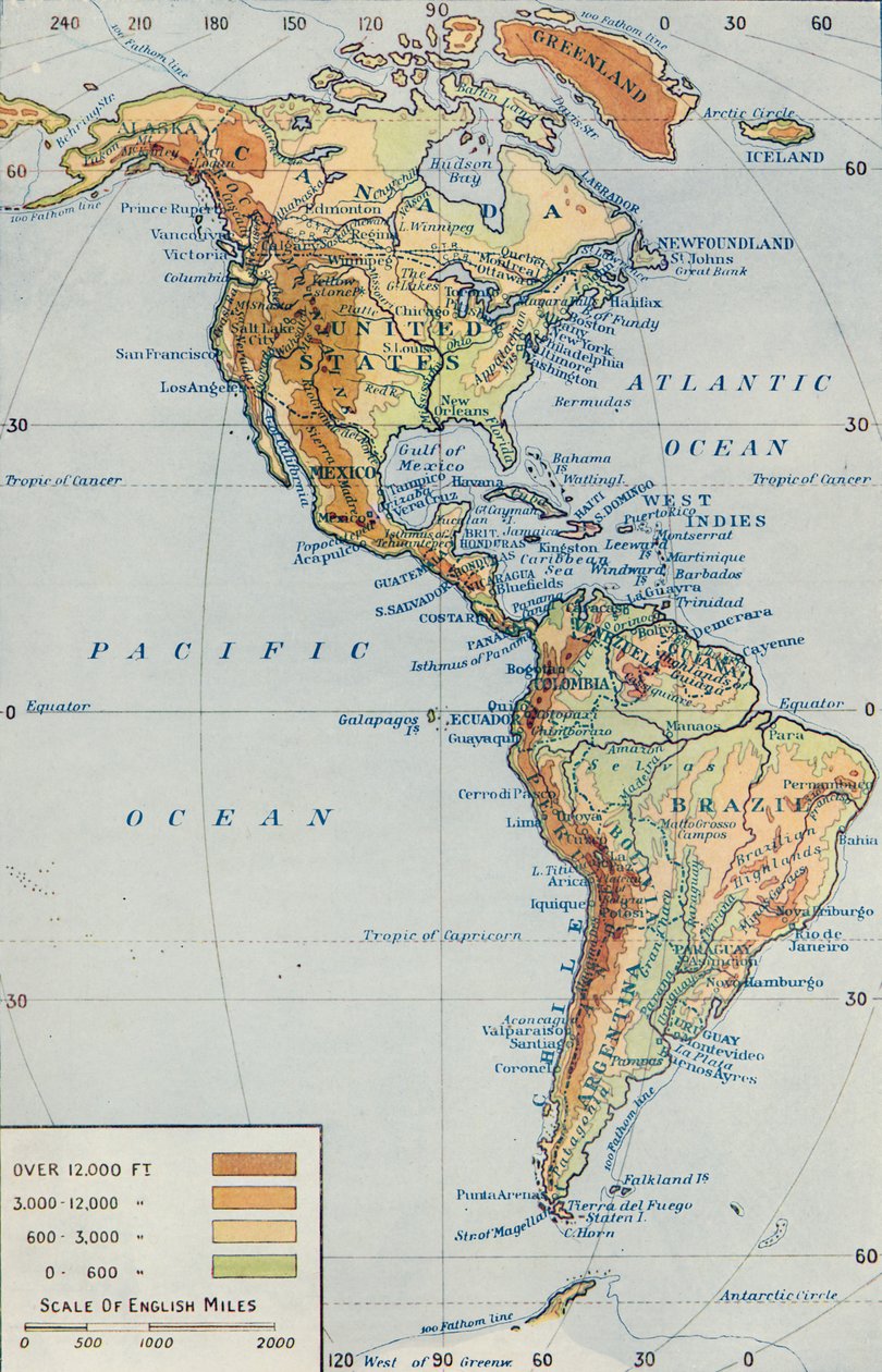 Mapa - Kontynent Ameryki, 1916 autorstwa Unbekannt