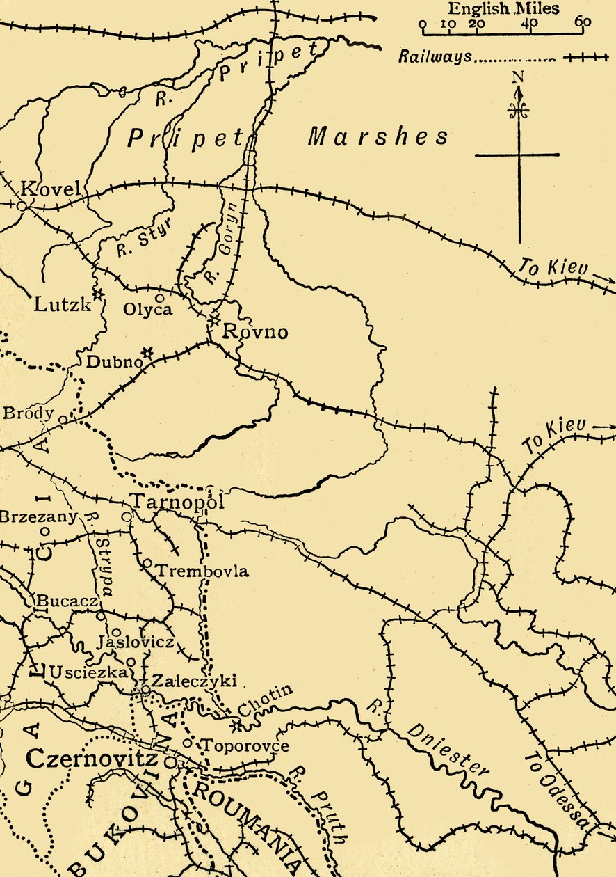 „Mapa ilustrująca działania generała Iwanowa...”, I wojna światowa, 1915, ok.1920. autorstwa Unbekannt