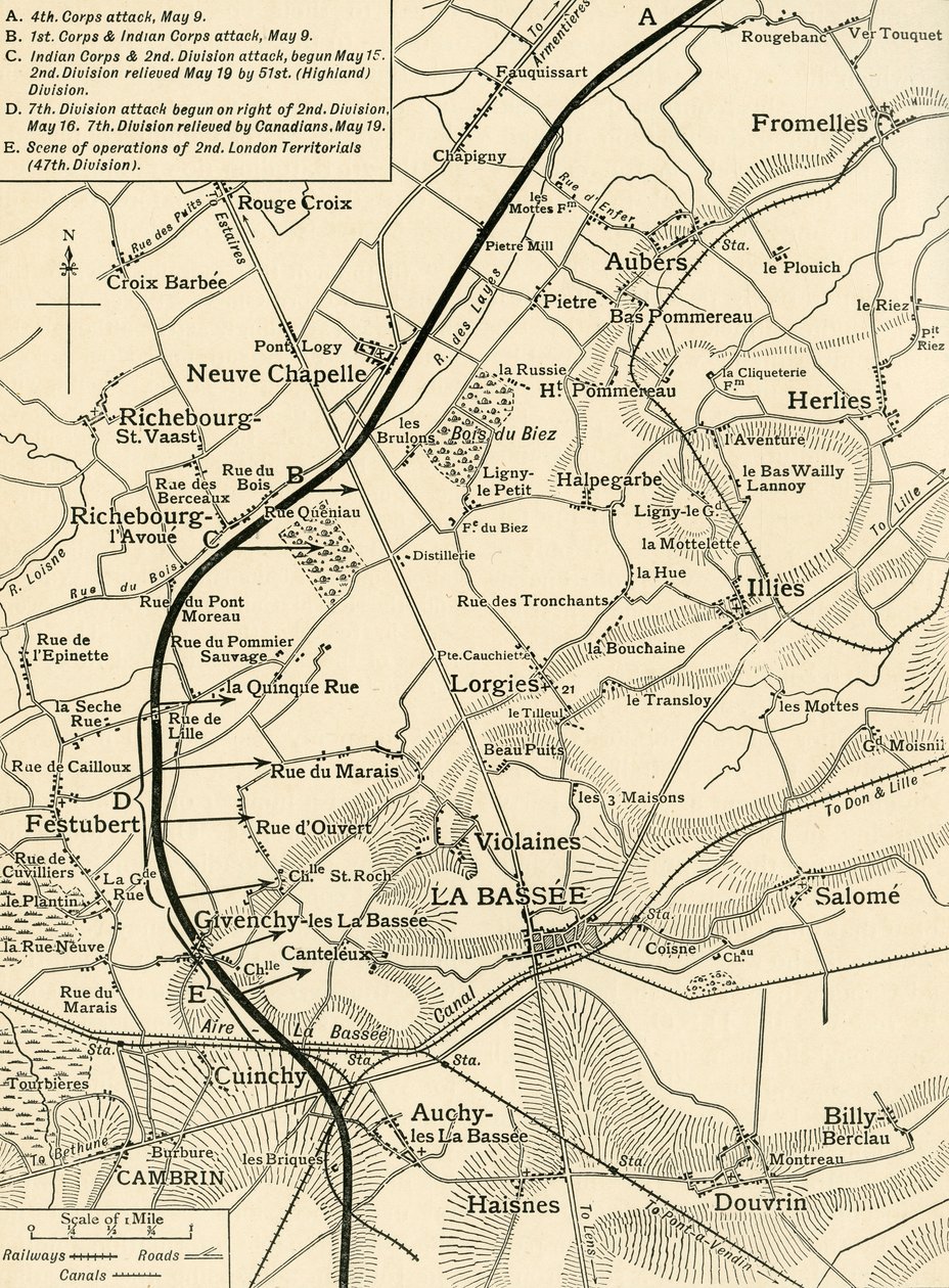 Mapa ilustrująca działania 1. Armii..., I wojna światowa, 1915, c1920. autorstwa Unbekannt