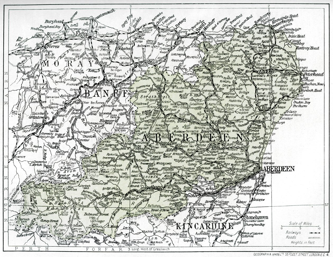 Mapa Aberdeenshire, 1924-1926 autorstwa Unbekannt