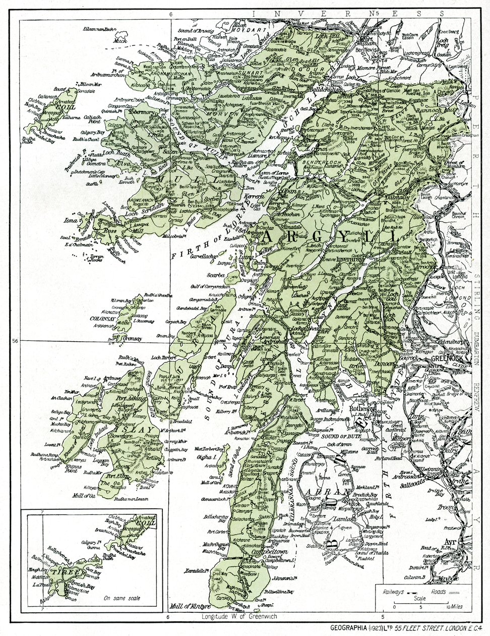 Mapa Argyllshire, 1924-1926 autorstwa Unbekannt