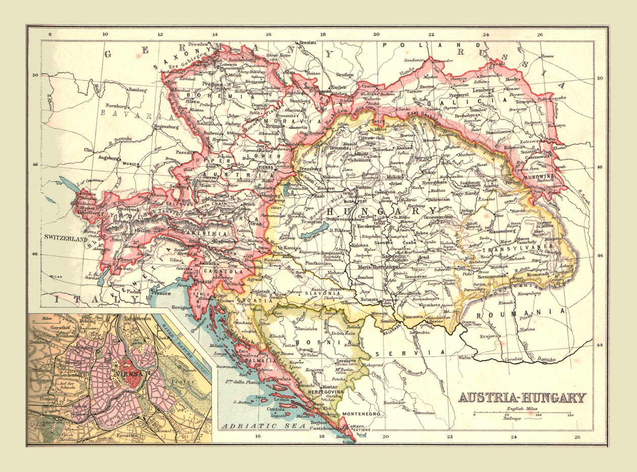 Mapa Austro-Węgier, 1902. autorstwa Unbekannt