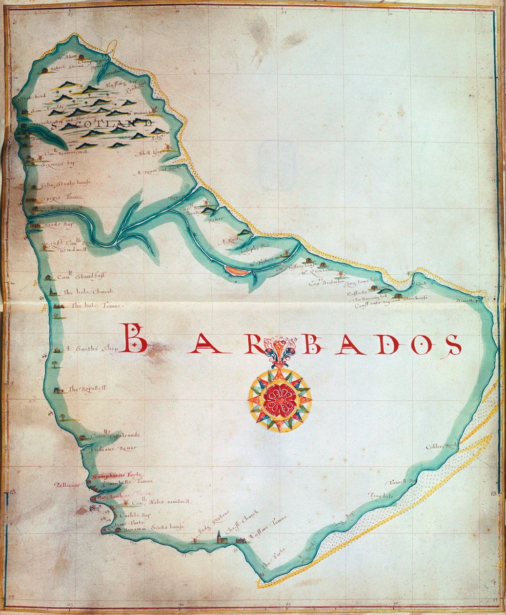 Mapa Barbadosu, 1683 autorstwa Unbekannt