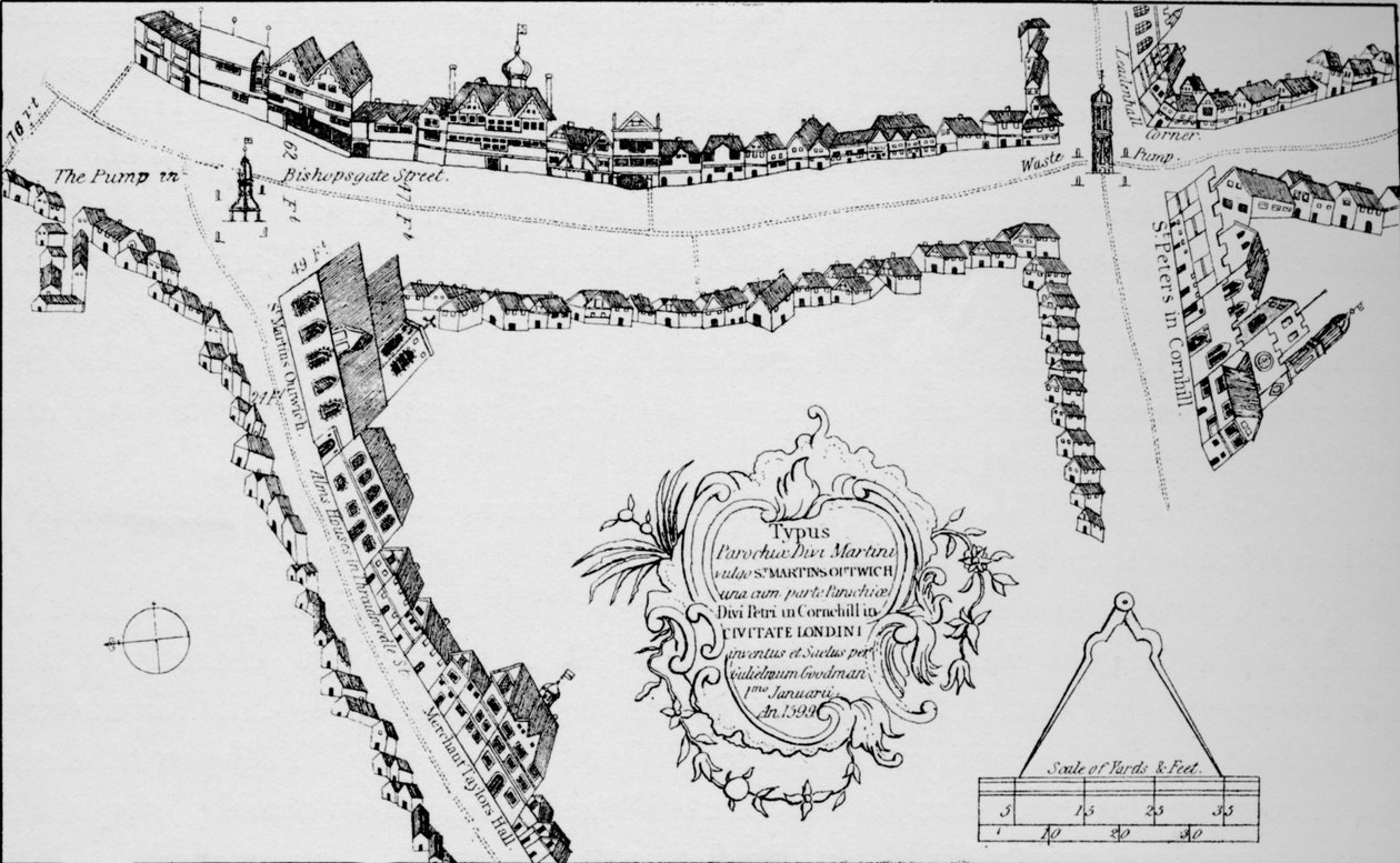 Mapa Bishopsgate, City of London, c1599 1904 autorstwa Unbekannt