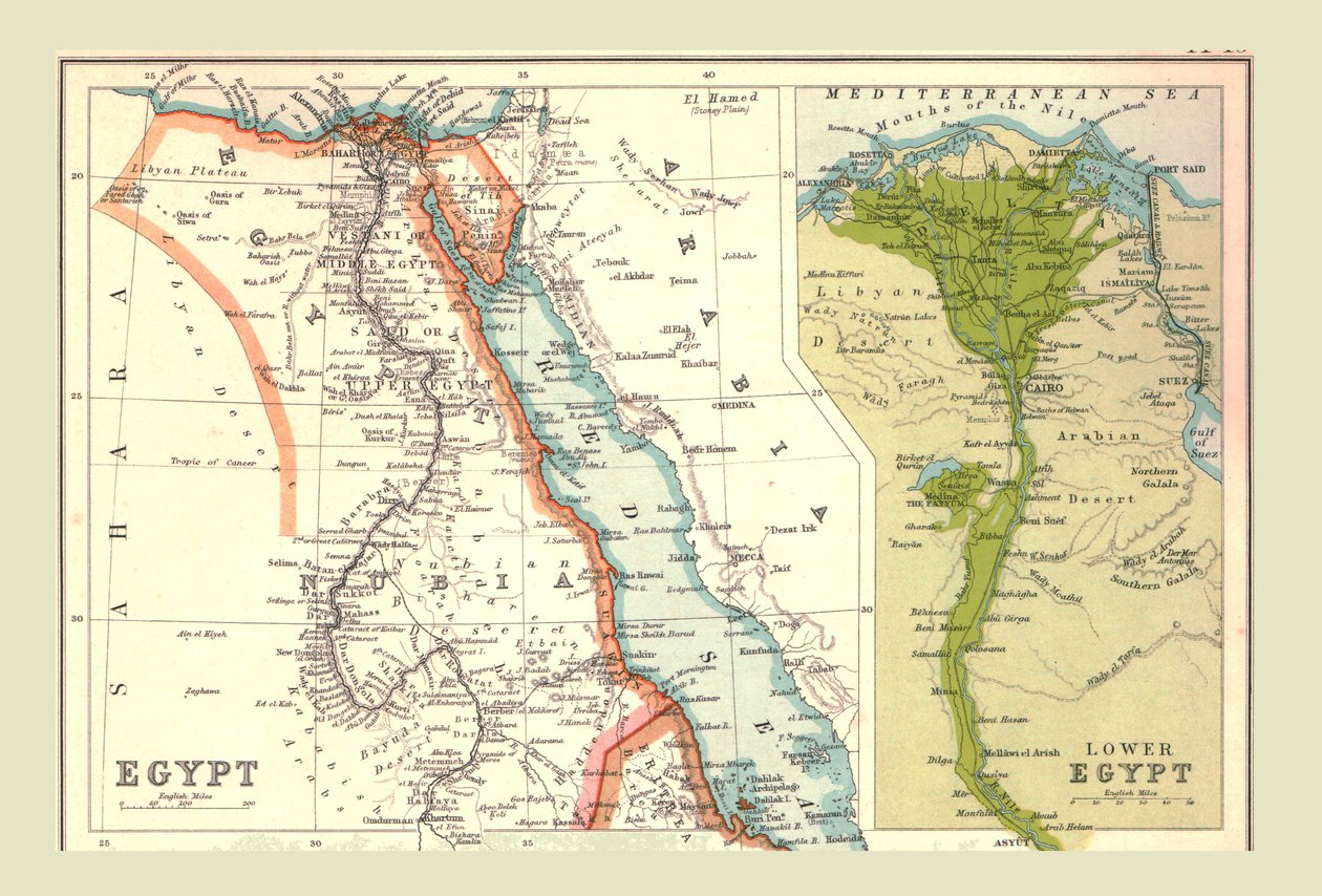 Mapa Egiptu, 1902. autorstwa Unbekannt