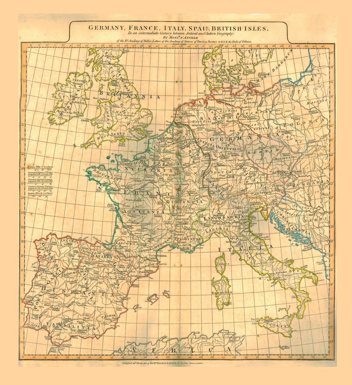 Mapa Europy, 1821. autorstwa Unbekannt