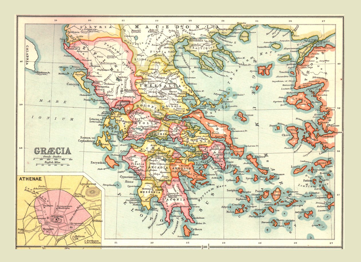 Mapa Grecji, 1902. autorstwa Unbekannt