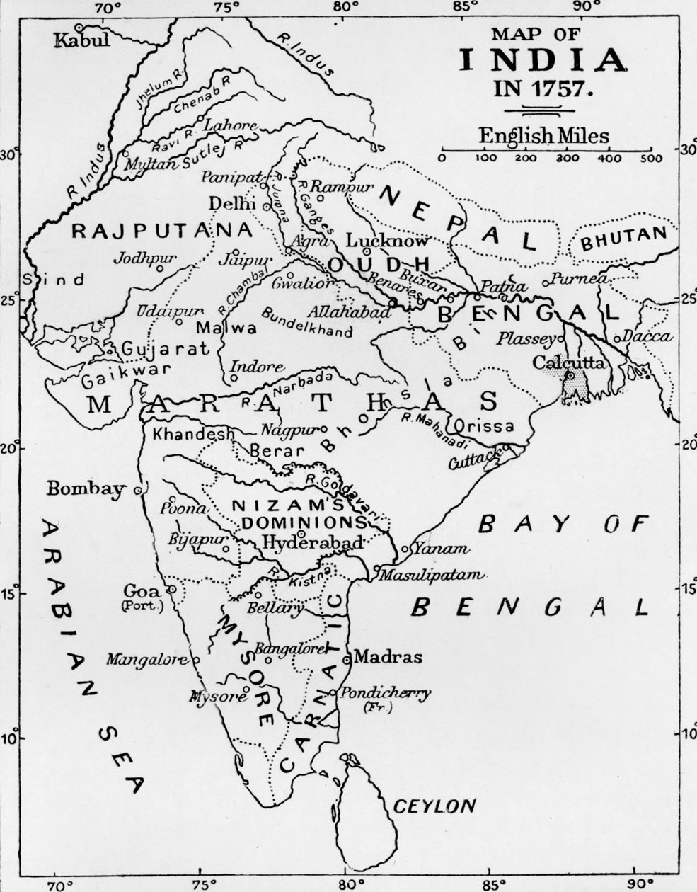 Mapa Indii w 1757, c1912 autorstwa Unbekannt