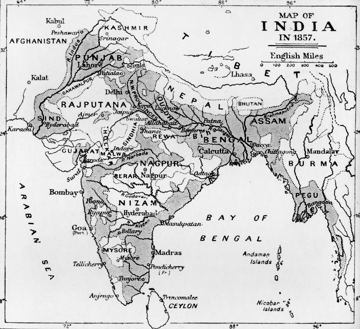 Mapa Indii w 1857, c1912 autorstwa Unbekannt
