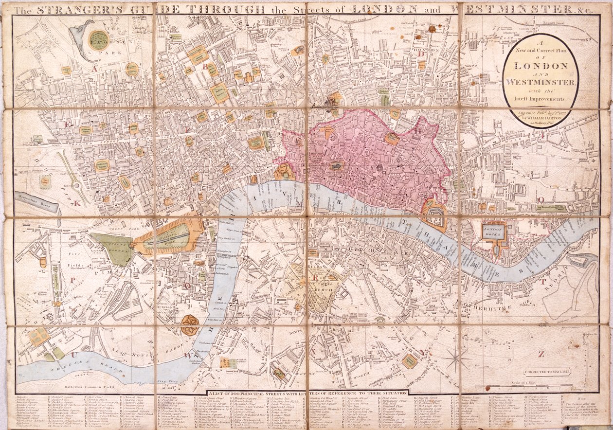 Mapa Londynu, 1823 r. autorstwa Unbekannt