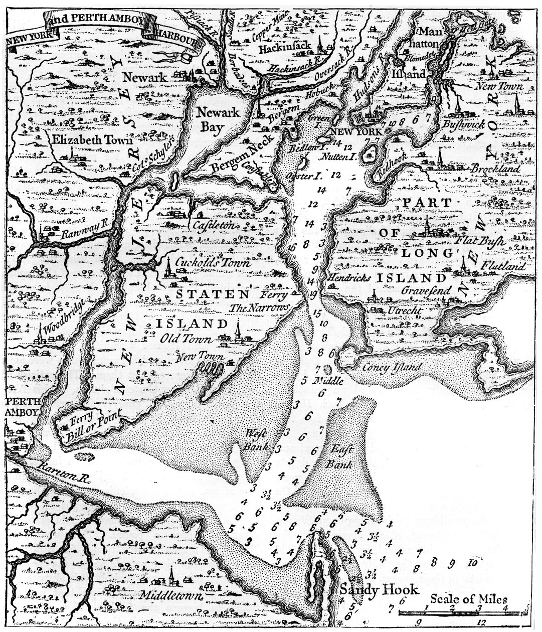 Mapa Nowego Jorku około połowy XVIII wieku, ok. 1880 r. autorstwa Unbekannt