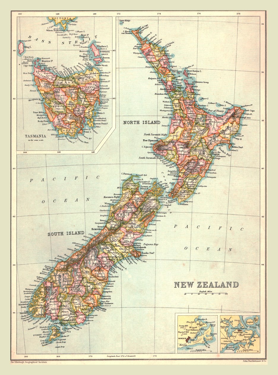 Mapa Nowej Zelandii, 1902. autorstwa Unbekannt