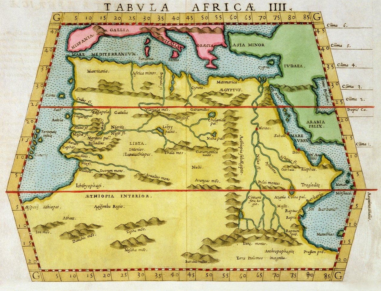 Mapa Afryki Północnej, ok. 1580 r. autorstwa Unbekannt