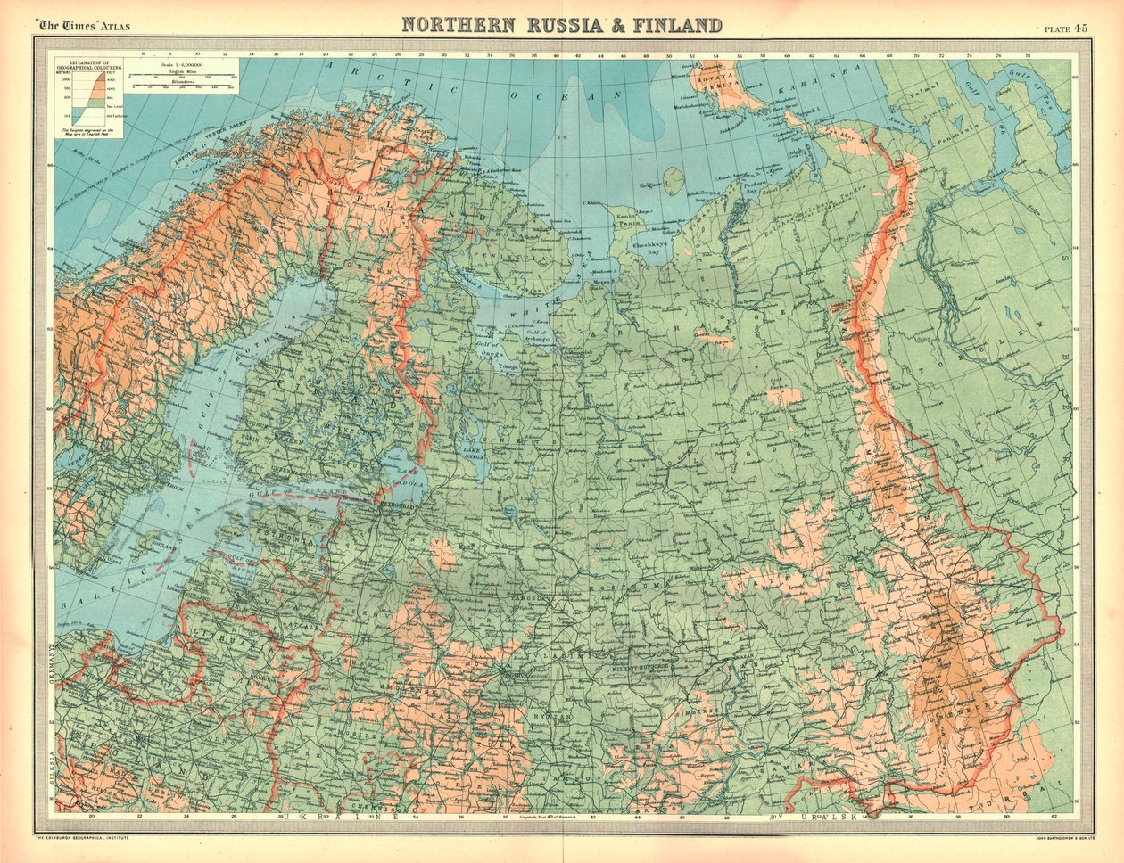Mapa północnej Rosji i Finlandii autorstwa Unbekannt