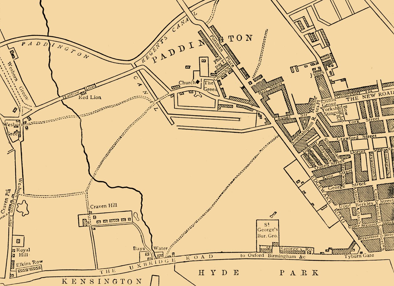Mapa Paddington, 1815, c1876. autorstwa Unbekannt
