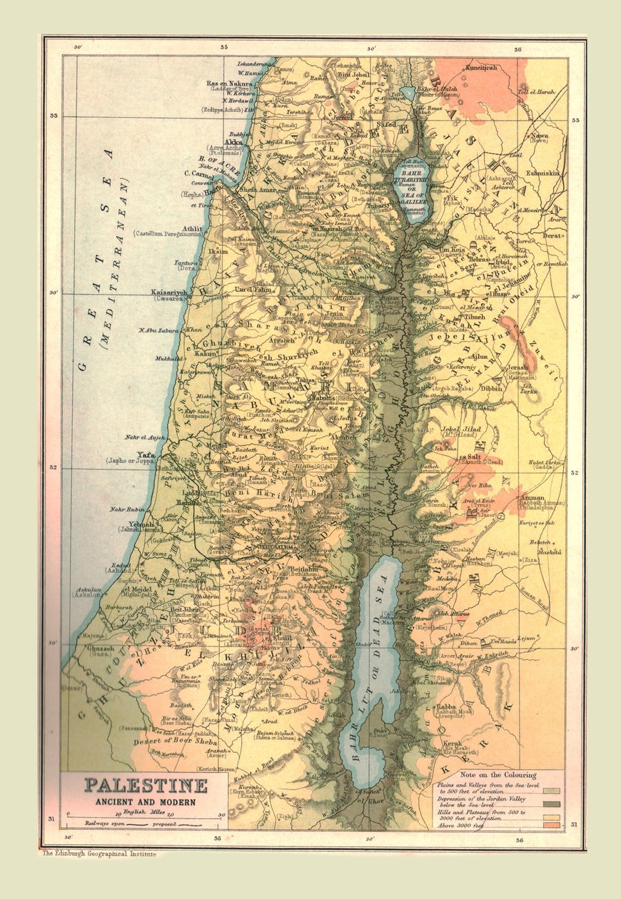 Mapa Palestyny, starożytna i współczesna, 1902. autorstwa Unbekannt