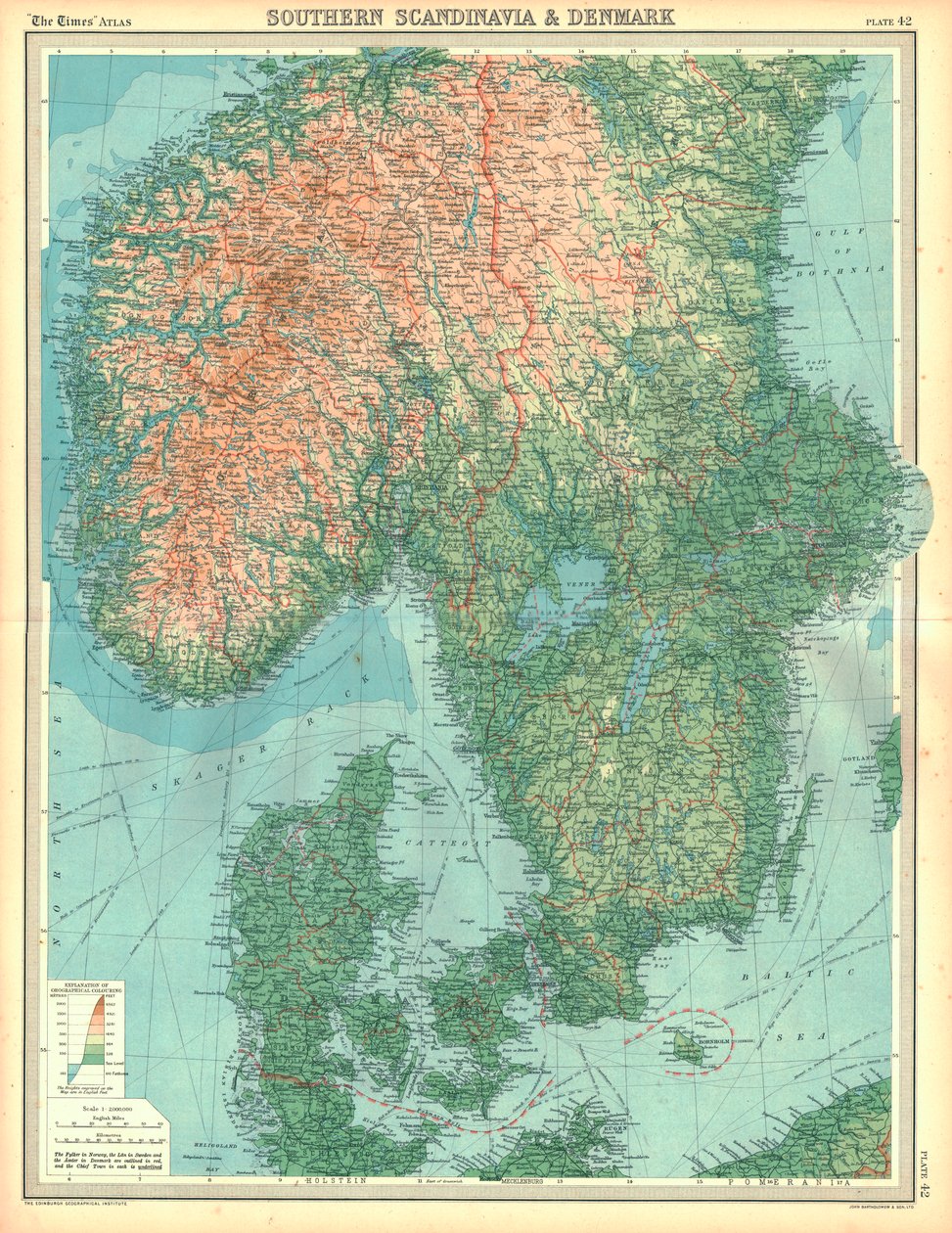 Mapa południowej Skandynawii i Danii autorstwa Unbekannt