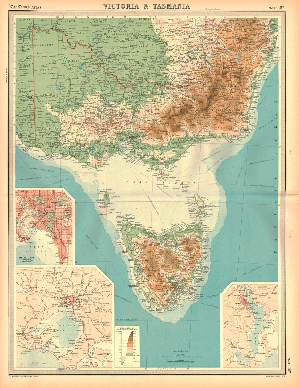 Mapa Wiktorii i Tasmanii autorstwa Unbekannt