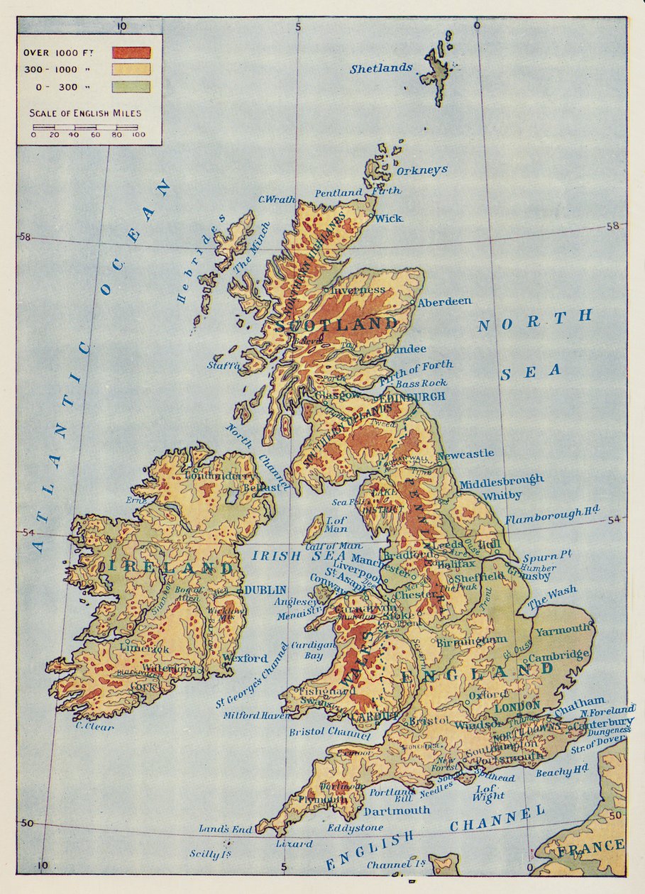Mapa Wysp Brytyjskich, 1910 autorstwa Unbekannt