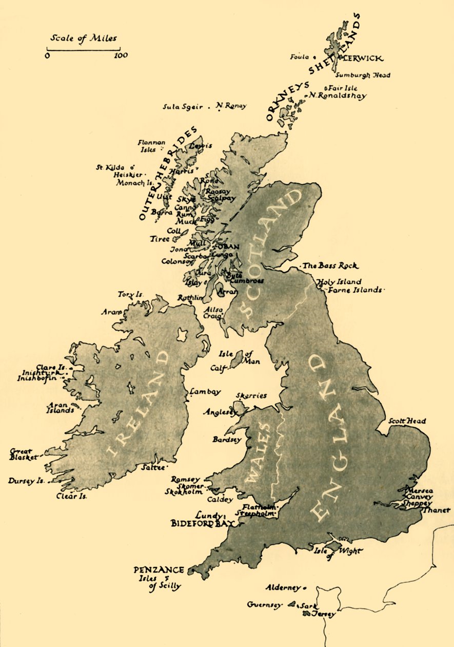 Mapa Wysp Brytyjskich, 1946. autorstwa Unbekannt