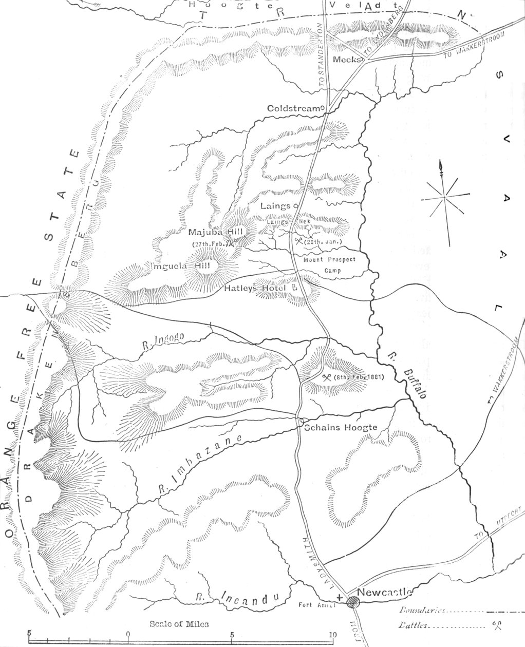 Mapa kraju między Newcastle a Transwalem, ok. 1880 r autorstwa Unbekannt