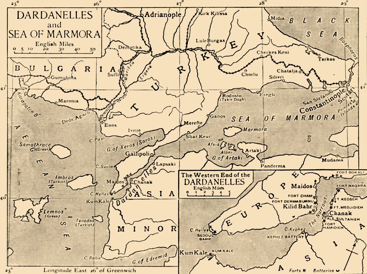 Mapa Dardaneli i Morza Marmara, c1914, 1920. autorstwa Unbekannt