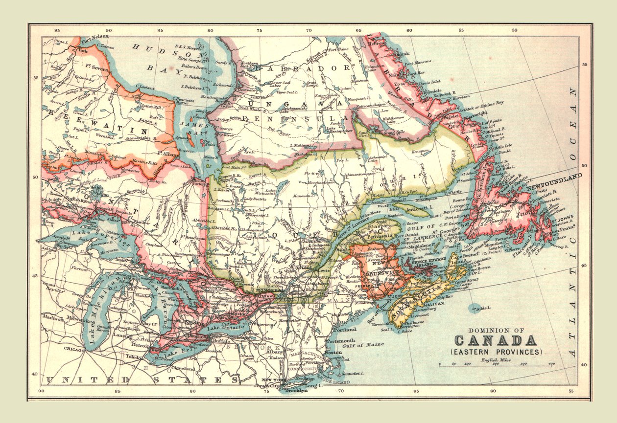 Mapa Dominium Kanady, Prowincje Wschodnie, 1902. autorstwa Unbekannt