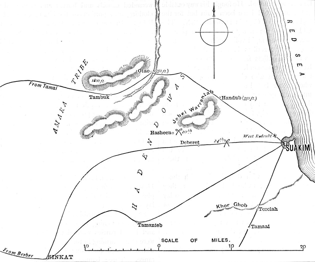 Mapa okolic Suakim, ok. 1885 r. autorstwa Unbekannt