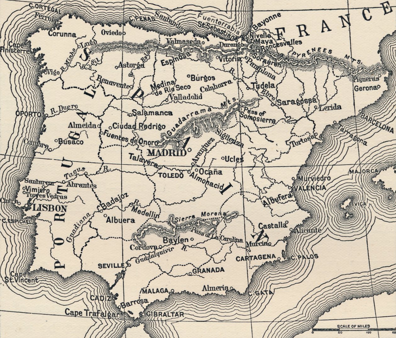 Mapa kampanii hiszpańskiej, c1807-1814, 1896 autorstwa Unbekannt